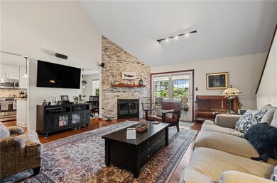 Stunning vaulted family room with gas fireplace, h