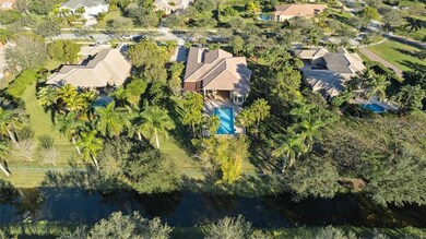 Aerial view of home on canal