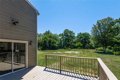 Deck overlooking backyard
