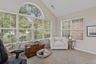 Interior space with vaulted ceiling