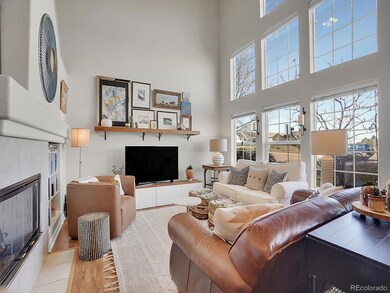 Living Room. TV, Fireplace,High Ceiling, Natural Light, custom blinds