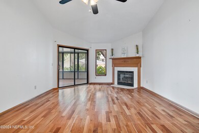 Fire Place with Sliders to Patio