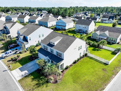 Aerial perspective of suburban area