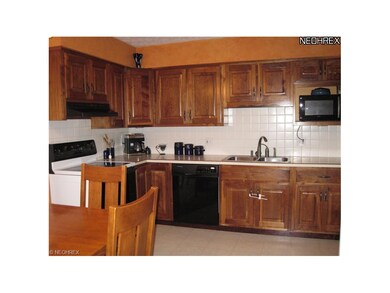 The eat-in kitchen is right off of the dining room