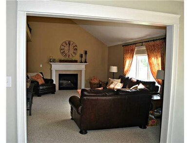 Family Room. Vaulted ceilings with gas fire place.
