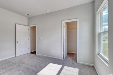 Unfurnished bedroom featuring carpet flooring, a s