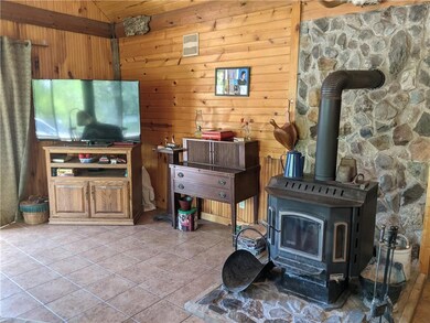 Living room with wood stove