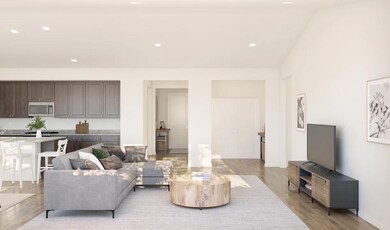 Great room with vaulted ceiling