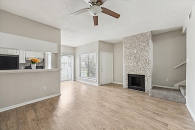 Living area with fireplace