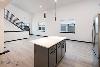 kitchen island, dining area