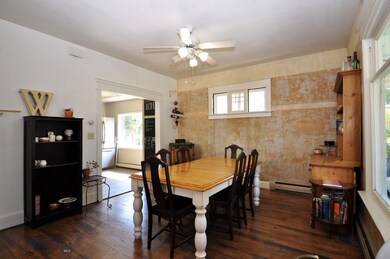 Dining room with original fir flooring and origina