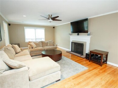 Living room complete with built-in speaker system.
