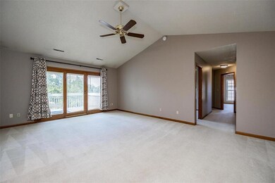 Living room with slider to deck