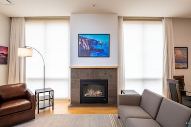 Living room featuring light hardwood / wood-style 