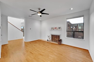 Unfurnished living room with a fireplace with flu