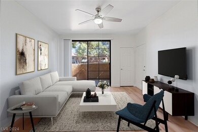 Living Room with Ceiling Fan Virtually Staged