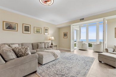 Spacious Coastal Living Room with Ocean View.