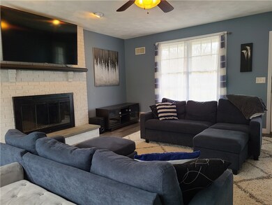 Family room with fire place