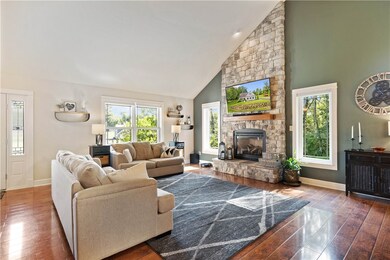Amazing stone fireplace to enjoy all year long and