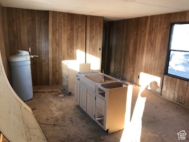 Interior space featuring wooden walls