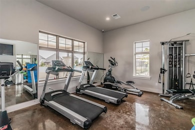 Gym with recessed lighting
