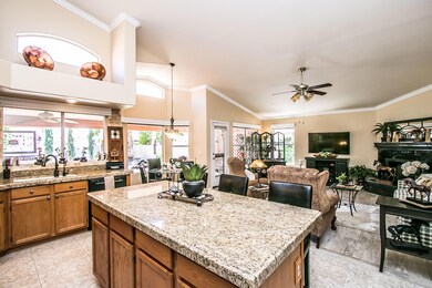 Kitchen views to outside and family room