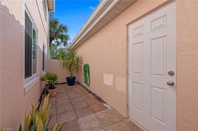 View of side front patio where garage door opens