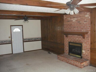 Great room with brick fireplace