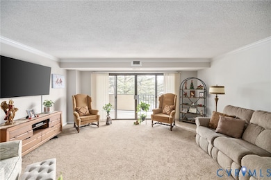 Bright living room with seamless access to an expansive 36' balcony. Enjoy peaceful views and elevated condo living.