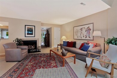 Great room includes wood burning fireplace and sto