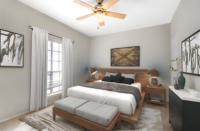 Virtual Staging -Bedroom with ceiling fan and baseboards