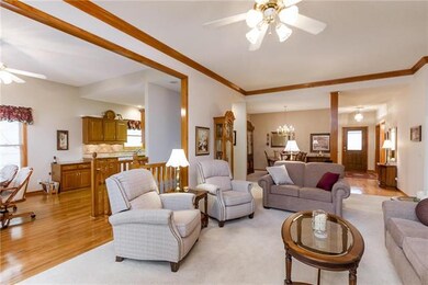 Stained wood trim throughout home.