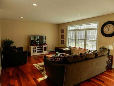 Sunny living room with gleaming...