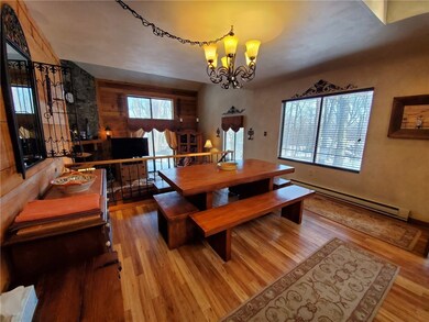 Dining room has lots of space for meals or board g