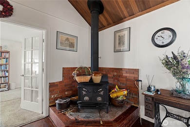 Cast iron wood burning fireplace