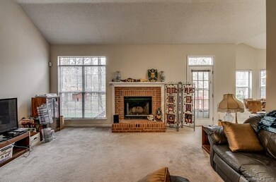 Great room with brick fireplace