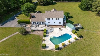 Back yard ariel view of home
