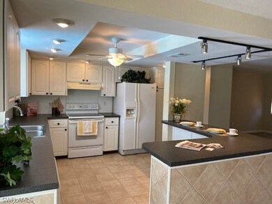More cabinets are under the island breakfast bar.