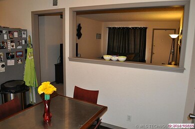 Kitchen dining area looks out to the family room.