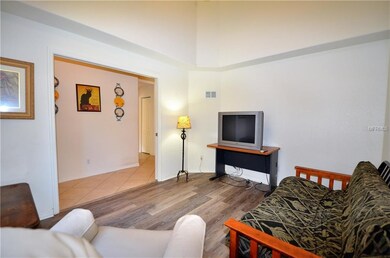 Den with laminate flooring
