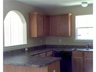 Golden Oak Cabinets with Granite-Look 
