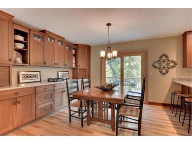 Dining room with built-ins and walk out to deck