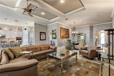 Living room featuring recessed lighting, visible v