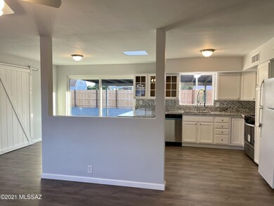 View from living room to kitchen