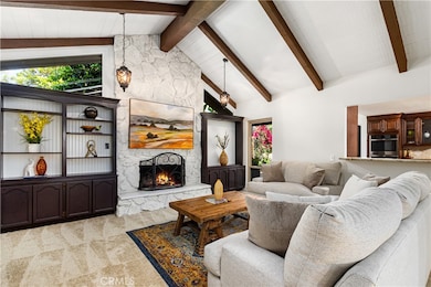 Formal living room with exposed beams