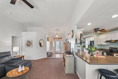 Open concept first floor with living room and larg