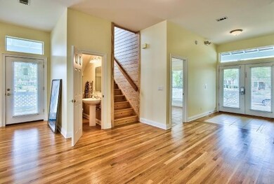 Powder room under the stairs