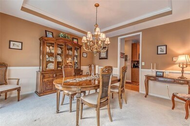 Formal dining room made for entertaining, tray cei