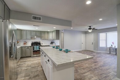 kitchen and front room