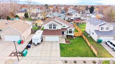 Aerial perspective of suburban area